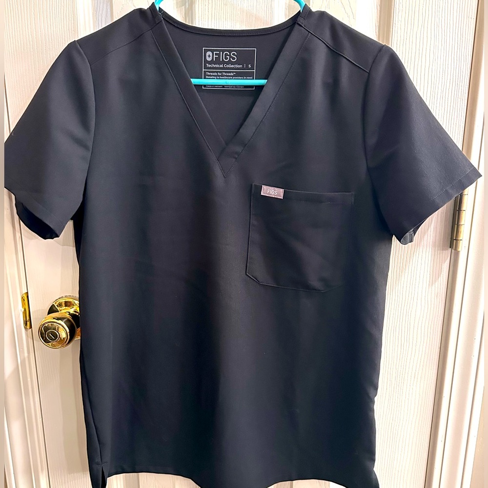 Figs Catarina Scrub Top - Black / Small / Regular
